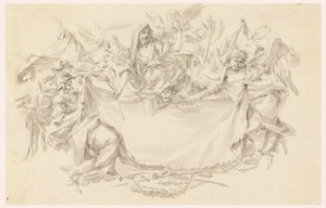 Entwurf für ein Tuch als Platz für eine Inschrift, 1750–86
