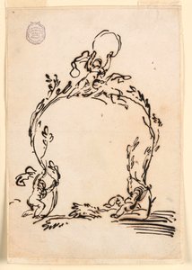 Zeichnung, Skizze eines Kartusche, 1760–80
