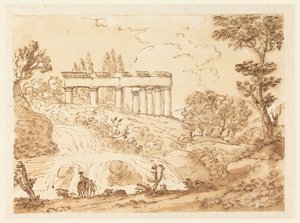 Landschaft mit Tempelruinen