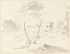 Skizze von Bäumen in einer Landschaft