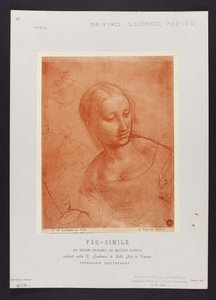 Studie eines weiblichen Büstenbildes, Zeichnung von Leonardo da Vinci (1452-1519) aus der Sammlung der R. Accademia di Belle Arti in Venedig; Tafel aus der Mappe: "Fac-simile dei disegni originali dei maestri classici esistenti nella R. Academia di Belle A