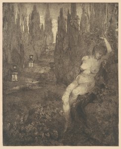 Nackte Frau schläft im Park von Carlo Paolo Agazzi