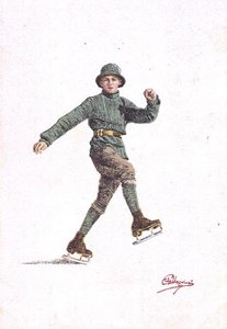 Einsamer Mann beim Schlittschuhlaufen