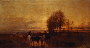 Tiere werden zum Wasser getrieben, von Carlo Pittara von Carlo Pittara