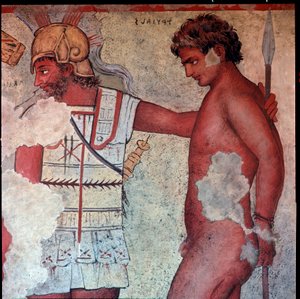 Etruskische Zivilisation: Darstellung des Opfers trojanischer Gefangener zu Ehren von Patroklos von Carlo Ruspi