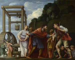 Moses verteidigt die Töchter des Jethro