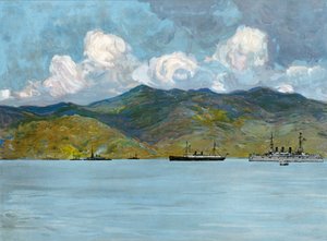 Unsere Kriegsschiffe vor der Küste nahe Santiago de Cuba, 3. Juni 1898