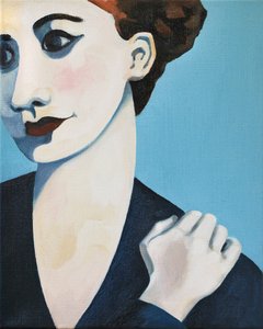 Nachdenkliche Blaue Frau