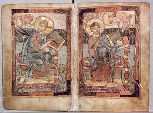 St. Markus und St. Lukas, aus dem Godescale Evangelium, ca. 781-783