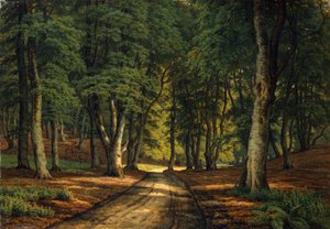 Eine bewaldete Landschaft mit Hirschen von Carsten Henrichsen