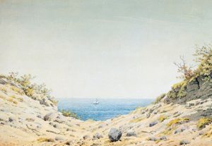 Blick durch eine Ufersenkung auf das Meer von Caspar David Friedrich