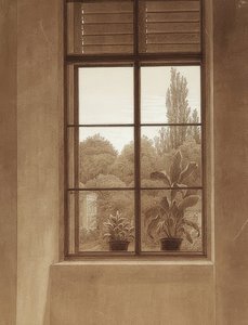 Fenster mit Ausblick in einen Park von Caspar David Friedrich