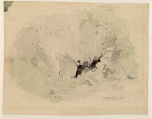 Studie zur "Felsenschlucht" mit zwei kleinen Figuren am Höhleneingang von Caspar David Friedrich