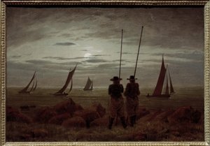 Mondnacht am Strand mit Fischern