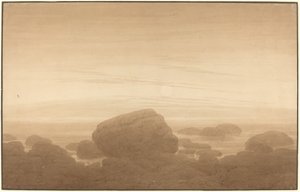 Mondaufgang an einem leeren Ufer von Caspar David Friedrich
