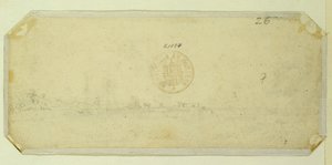 Skizze einer Landschaft von der Rückseite eines Gemäldes von Caspar David Friedrich