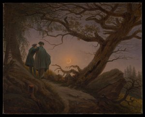 Zwei Männer betrachten den Mond von Caspar David Friedrich