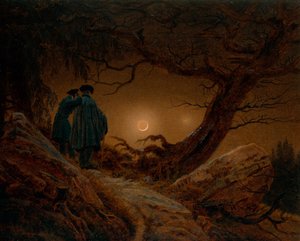 Zwei Männer betrachten den Mond, ca. 1820
