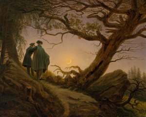 Zwei Männer betrachten den Mond, ca. 1825-30 von Caspar David Friedrich