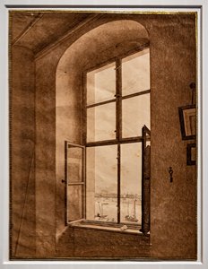 Blick aus dem Atelier des Künstlers, Fenster links von Caspar David Friedrich