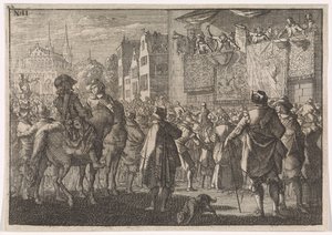 Verkündung des Friedens von Osnabrück in einer Stadt, 1648 von Caspar Luyken (attributed to)