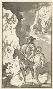 Don Quichotte und Sancho Panza reiten an einer Schmiede vorbei (Histoire de l