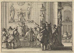 Gemaltes Fenster, nach der Eroberung von Den Bosch in der dortigen Kirche gefunden, darstellend Bischof Gisbertus Marius zwischen Christus und Maria, 1629