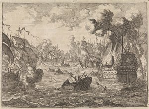 Seeschlacht bei Kap La Hogue, 1692 von Caspar Luyken