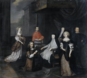 Empfang des niederländischen Botschafters Hieronymus van Beverningk durch die spanische Regentin Maria-Anna von Österreich, 2. März 1671 von Caspar Netscher
