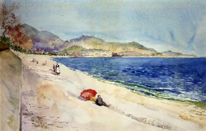 Am Strand unterhalb der Promenade des Anglais, Nizza, Frankreich, 1898 von Cass Gilbert