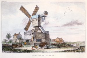 Bockwindmühle, Wimbledon Common, nahe London, ca. 1840 von Castle