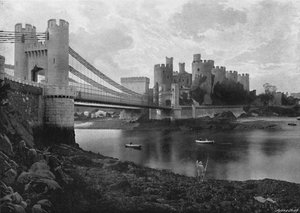 Conway Castle und Brücken, um 1896