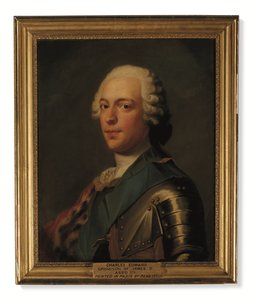 Prinz Charles Edward Stuart in Rüstung mit blauem Band des Hosenbandordens