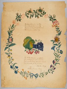 Ohne Titel (Gedicht und dekorativer Kranz)