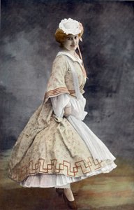 Französische Komödiantin Jeanne Saulier als Arlette in der Operette "Die Fledermaus" in Paris, Foto von Cautin und Berger aus der französischen Zeitung "Le Theatre" Mai 1904