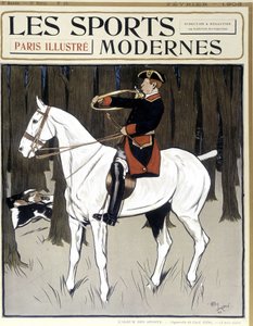 Jagd (ein Mann zu Pferd ermutigt Hunde) Titelblatt Modern Sports 02/1906 von Cecil Charles Windsor Aldin
