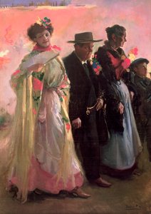 Dorfbewohner bei den Feierlichkeiten des Schutzpatrons von Madrid von Cecilio Pla Gallardo
