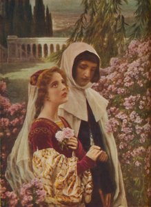 Dante Alighieri - Dante und Beatrice im Garten von Cesar Saccagi