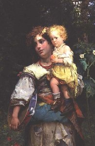 Frau und Kind von Cesare Auguste Detti