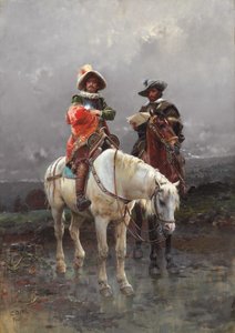 Ein Reiter auf einem weißen Pferd