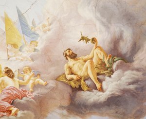 Detail aus Allegorie Italiens, Fresko von Cesare Mariani, Decke, Saal der Mehrheit, Palazzo delle Finanze, Rom von Cesare Mariani
