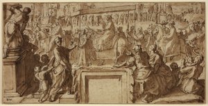 Der heilige Karl Borromäus betritt die Stadt Pavia: Entwurf für eine Wanddekoration von Cesare Nebbia