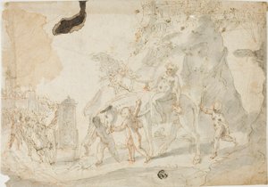 Triumph des Bacchus mit betrunkenem Silenus auf Esel von Cesare Pollini
