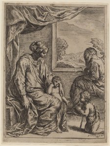 Die Heilige Familie mit Johannes dem Täufer von Cesare Roberti, after Simone Cantarini