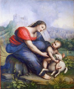 Die Jungfrau und das Kind mit einem Lamm von Cesare da Sesto