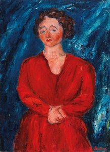 Die Frau in Rot auf blauem Hintergrund, ca. 1928 von Chaim Soutine