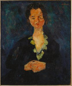 Porträt einer Frau mit blauem Hintergrund, 1927
