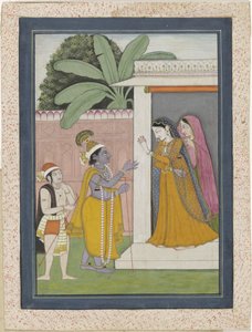 Radha gibt Krishna seine Flöte nicht zurück