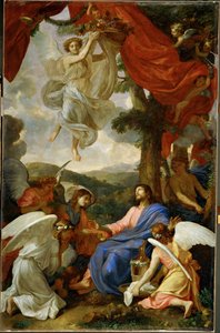Christus in der Wüste, von Engeln bedient