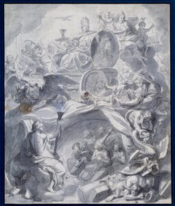 Allegorie: „Die siegreiche Kirche der Häresie oder der Triumph der Religion“ von Charles (studio of ) Le Brun